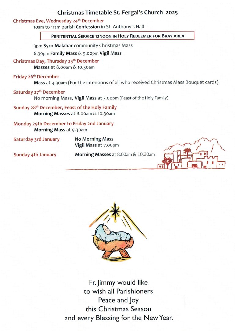 Christmas Timetable St. Fergal's Church 202